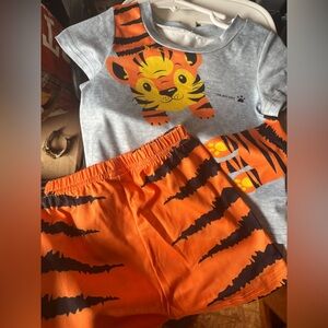 Gray and Orange Tiger Print Kids outfit